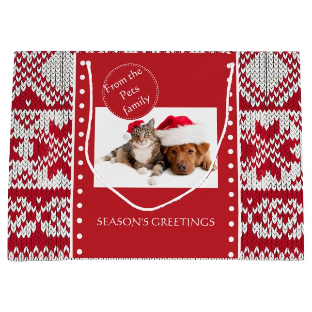 Knitted Christmas Large Gift Bag (Front)