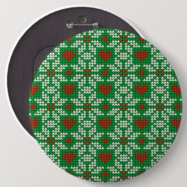 Knitted Christmas pattern 6 Inch Round Button (Front & Back)