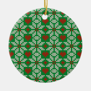Knitted Christmas pattern Ceramic Ornament