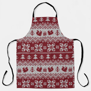 Knitted, Christmas, squirrels, vintage pattern. Apron