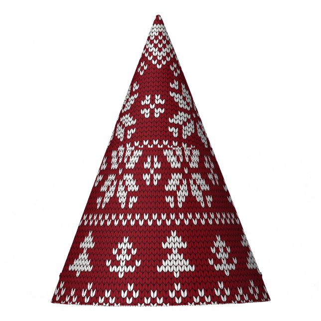 Knitted, Christmas, squirrels, vintage pattern. Party Hat (Front)