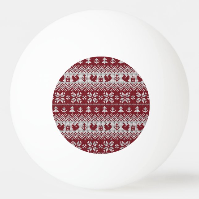 Knitted, Christmas, squirrels, vintage pattern. Ping Pong Ball (Front)