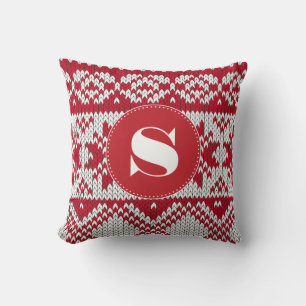 Knitted Christmas Throw Pillow
