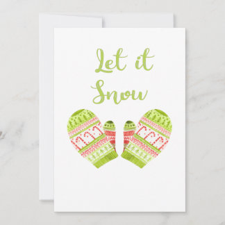 Knitted Christmassy Mittens Holiday Card