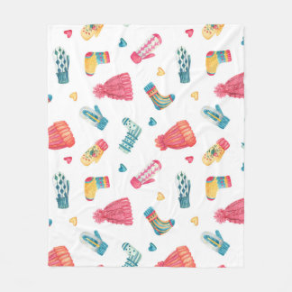 Knitted Clothes Watercolor: Colourful Winter Seaml Fleece Blanket