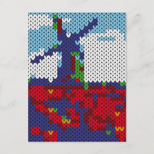 Knitted Dutch windmill on a field Postcard (Front)
