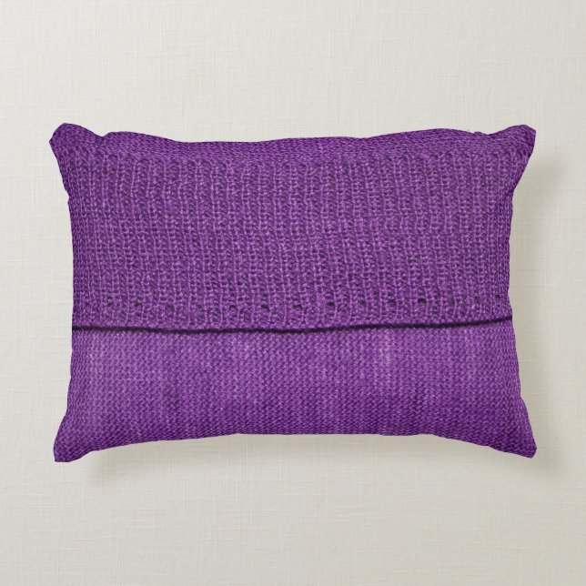 Knitted Fabric Plain Purple Texture Accent Pillow (Front)