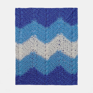 knitted fabric with striped figures blue and white fleece blanket