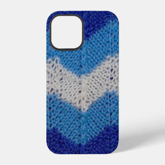 knitted fabric with striped figures blue and white iPhone 12 case