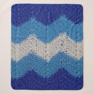knitted fabric with striped figures blue and white sherpa blanket