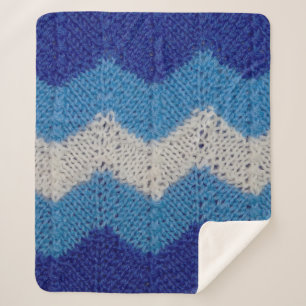 knitted fabric with striped figures blue and white sherpa blanket