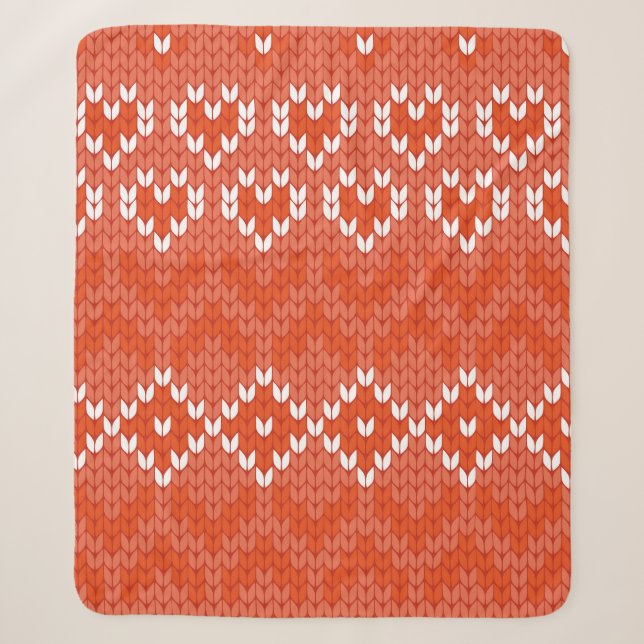 knitted geometric seamless pattern sherpa blanket (Front)