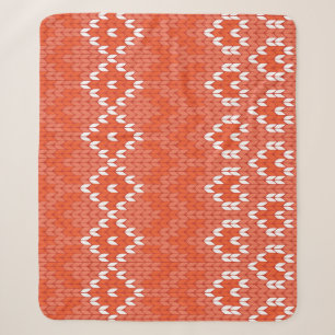 Knitted geometric, seamless pattern sherpa blanket