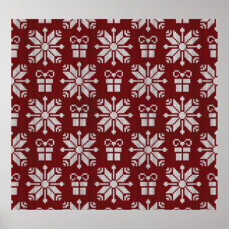 Knitted Gifts: Vintage Winter Pattern. Poster