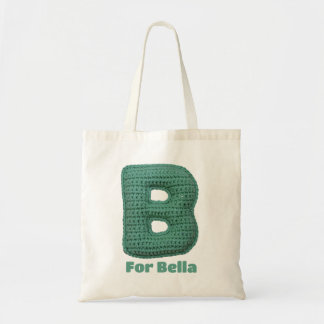 Knitted Green B For Initials Name Cute Modern  Tote Bag