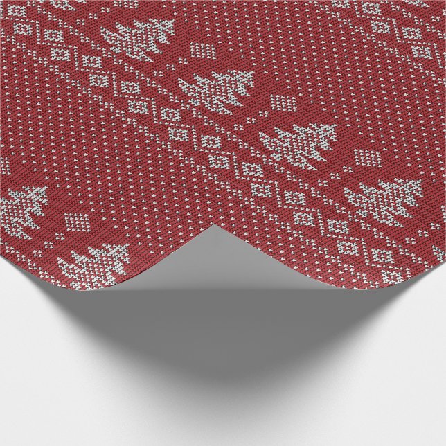 Knitted Holiday Cozy Pattern Wrapping Paper (Corner)