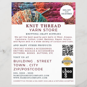 Knitted Material, Knitting Store, Yarn Store Flyer