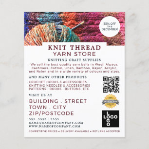 Knitted Material, Knitting Store, Yarn Store Flyer