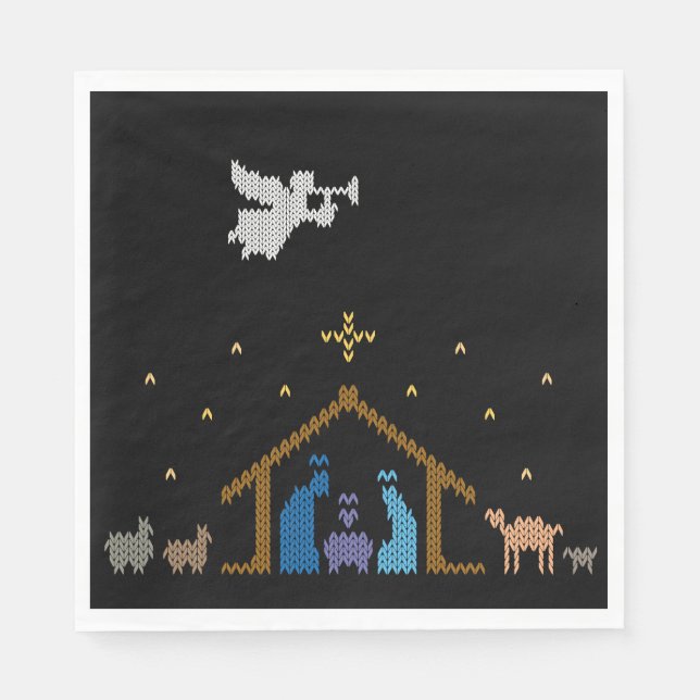 Knitted Nativity - Ugly Christmas Sweater - Angel Napkin (Front)