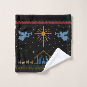 Knitted Nativity Ugly Christmas Sweater Christian Wash Cloth