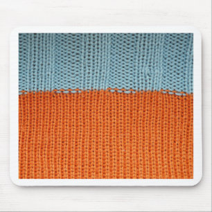 Knitted Orange and Teal Wool Mouse Pad
