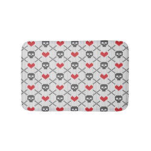 Knitted pattern with skulls bath mat