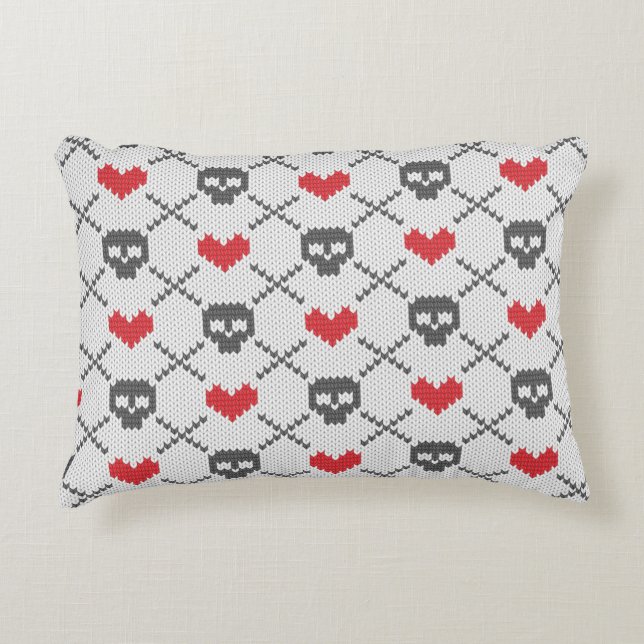 Knitted pattern with skulls decorative pillow (Front)