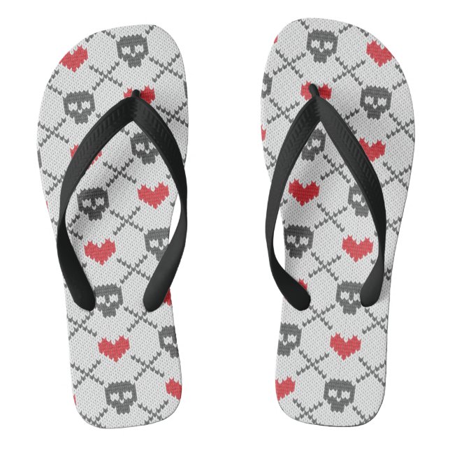 Knitted pattern with skulls flip flops (Footbed)