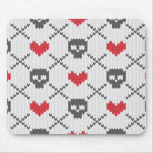 Knitted pattern with skulls mouse pad