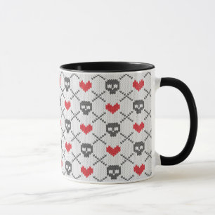 Knitted pattern with skulls mug