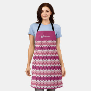 Knitted Pink Zig Zag Notebook Apron