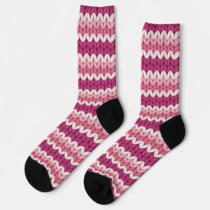 Knitted Pink Zig Zag Socks