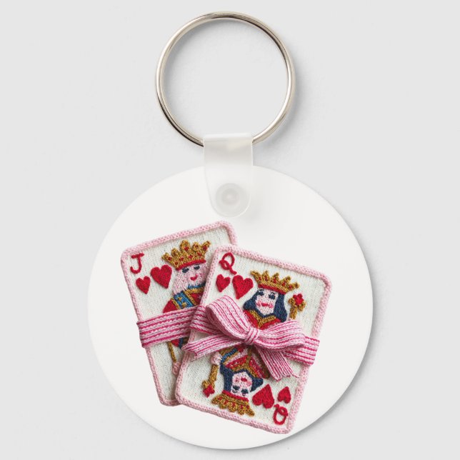 Knitted Queen of Hearts Valentine Self-Love Doll Keychain (Front)