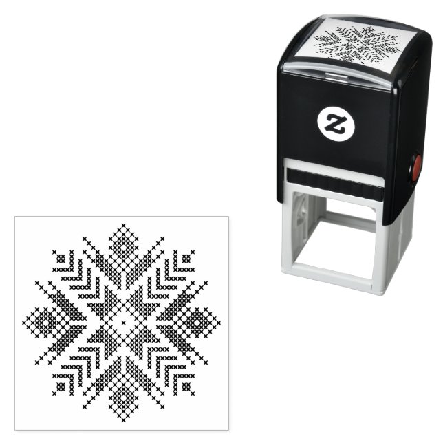 Knitted snowflake, christmas nordic snow self-inking stamp (In Situ)
