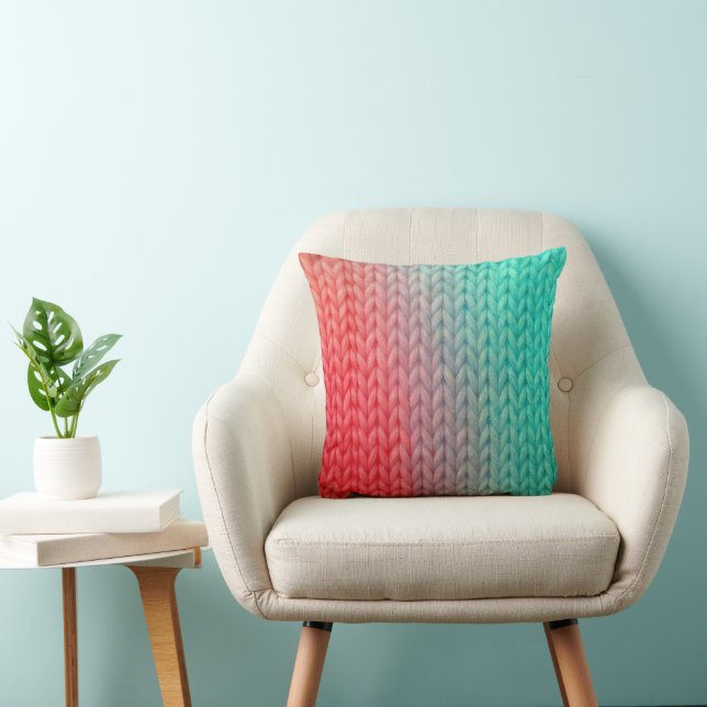Knitted Stitch Background in Gradient Colors Throw Pillow (Chair)