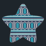 Knitted Sweater Style Christmas or Hanukkah Star Sticker<br><div class="desc">Knitted Sweater Style Christmas or Hanukkah Star Sticker - Fun and festive! Our seriously not ugly Christmas sweater sticker is perfect for your holiday cards, packages, envelopes and random stickering. Evoke cozy holiday charm with this knitted-style Christmas sticker. Adorned with a lovely teal, blue and white motif, it's the perfect...</div>