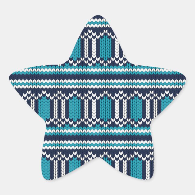Knitted Sweater Style Christmas or Hanukkah Star Sticker (Front)