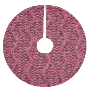 Knitted sweater texture, cherry purple. brushed polyester tree skirt