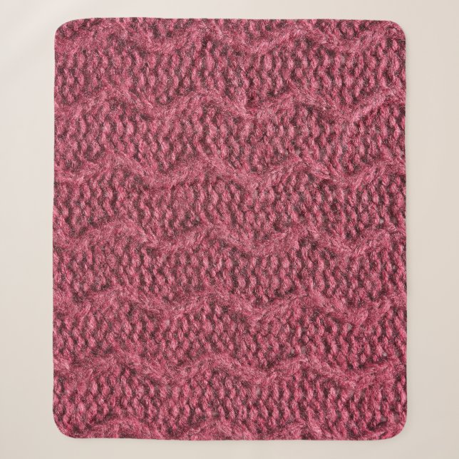 Knitted sweater texture, cherry purple. sherpa blanket (Front)