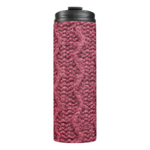 Knitted sweater texture, cherry purple. thermal tumbler