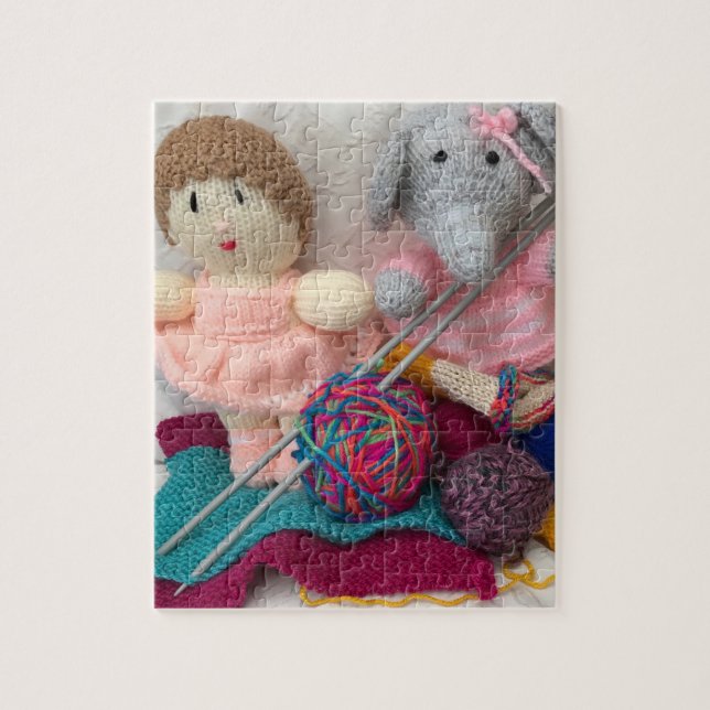 Knitted Toys and Knitting Jigsaw Puzzle (Vertical)