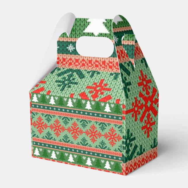 knitted ugly Christmas sweater Favor Box (Front Side)