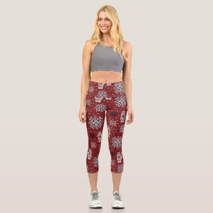 Knitted Winter Christmas Decorative Pattern Capri Leggings