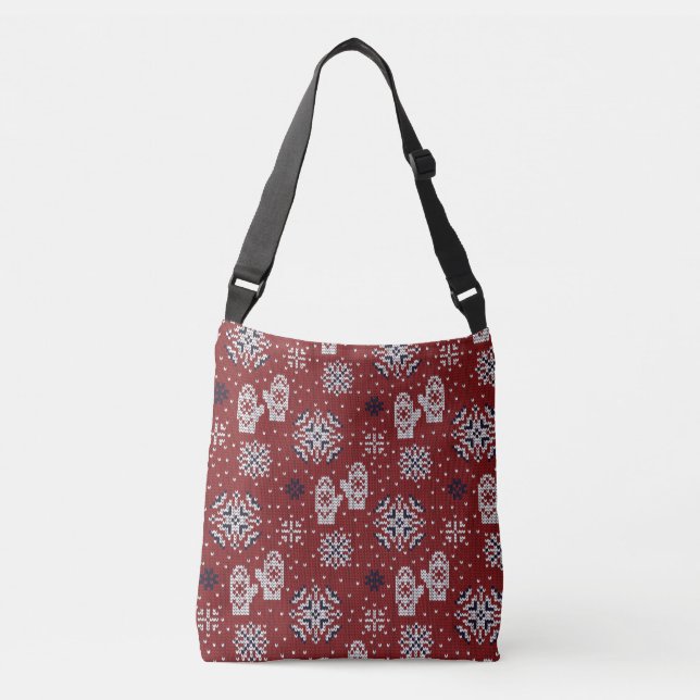 Knitted Winter Christmas Decorative Pattern Crossbody Bag (Front)