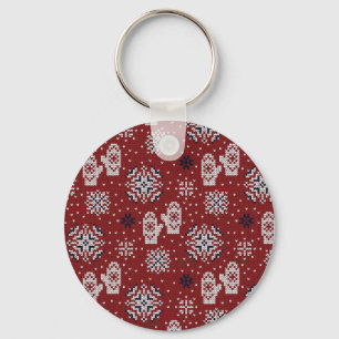 Knitted Winter Christmas Decorative Pattern Keychain