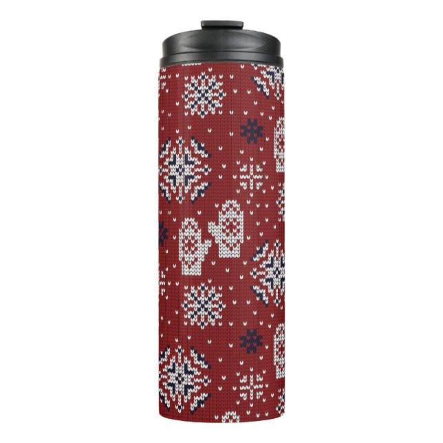 Knitted Winter Christmas Decorative Pattern Thermal Tumbler (Front)