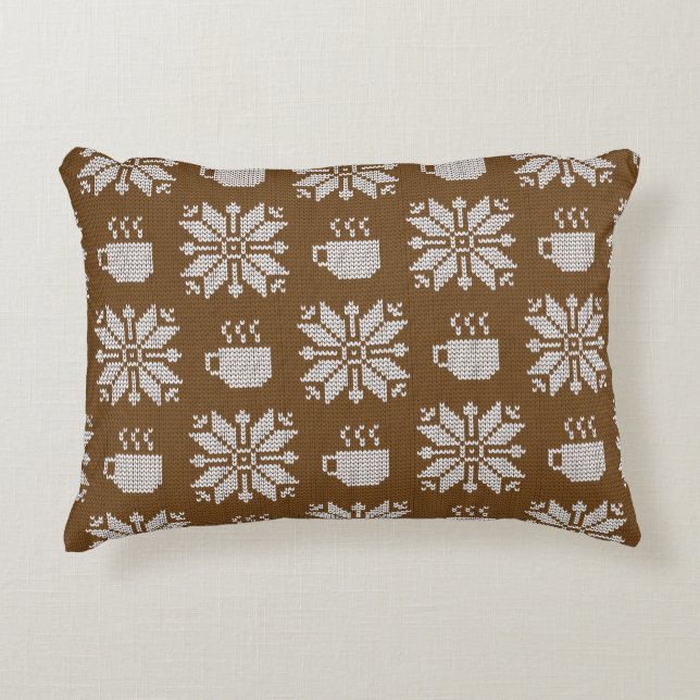 Knitted Winter: Decorative Tea Cups Accent Pillow (Front)