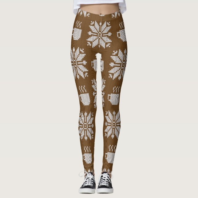 Knitted Winter: Decorative Tea Cups Leggings (Front)