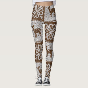 Knitted winter deers: vintage pattern. leggings
