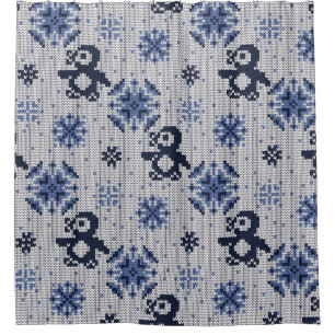 Knitted Winter Penguins Decorative Pattern